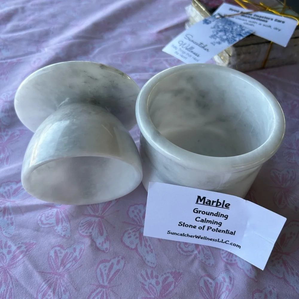 White Marble Butter Bell